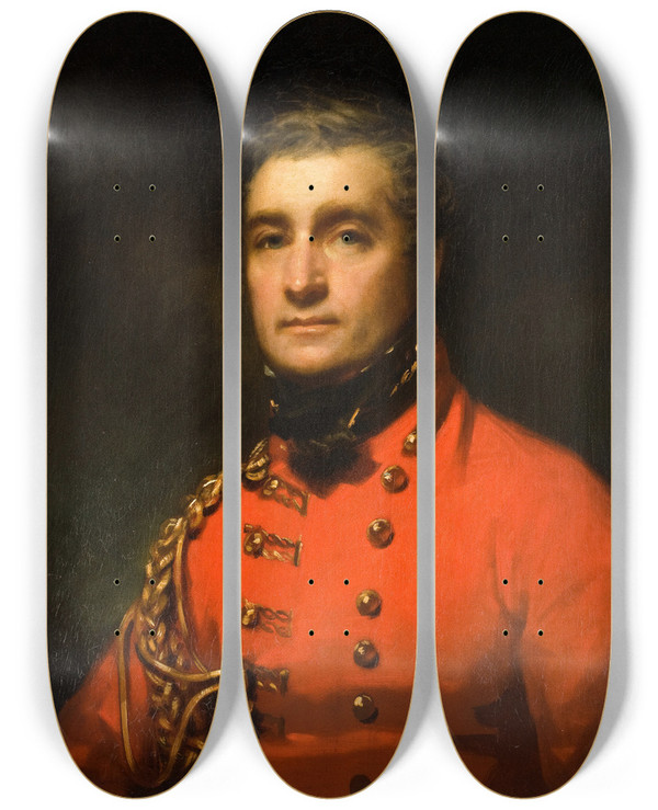 Triptych art skateboard deck of Sir Henry Raeburn Portrait Of General Henry Wynyard by Sir Henry Raeburn (1756-1823)