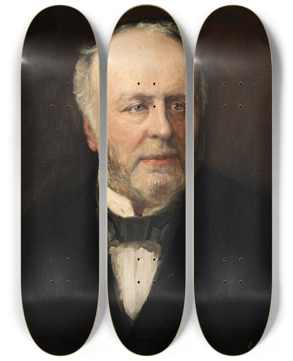 Triptych art skateboard deck of Sir John Lavery Portrait Of John Thomas Gilbert 18291897 Antiquarian by Sir John Lavery (1856-1941)