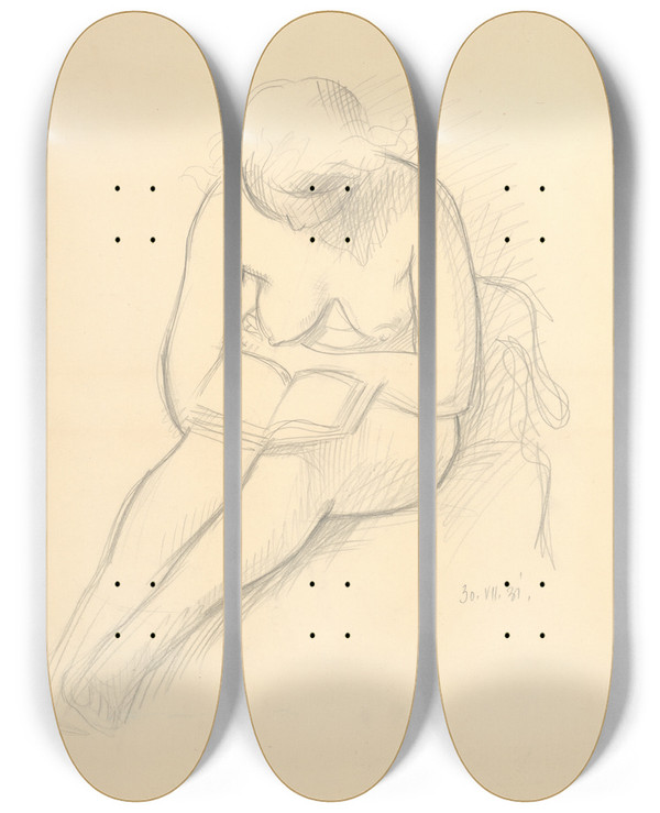 Triptych art skateboard deck of Mikul Galanda Tajca by Mikulas Galanda (1895-1938)