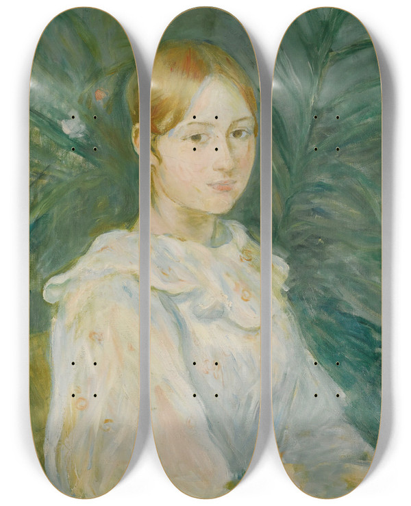 Triptych art skateboard deck of Berthe Morisot Alice Gamby En Buste by Berthe Morisot (1841-1895)
