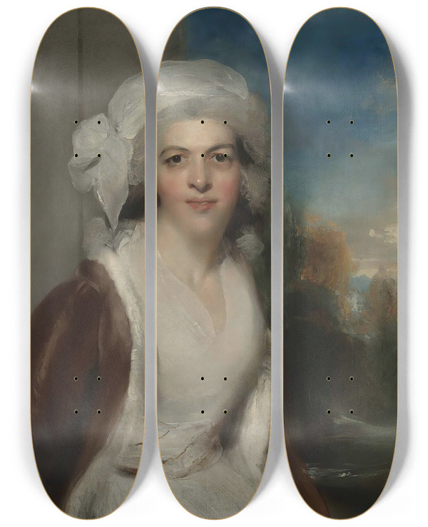 Triptych art skateboard deck of Sir Thomas Lawrence Portrait Of Rebecca Lady Simeon by Sir Thomas Lawrence (1769-1830)