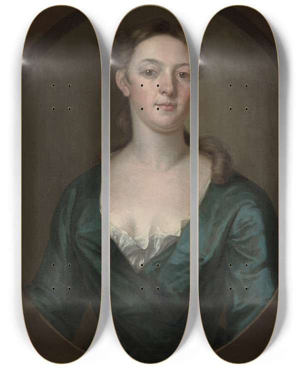 Triptych art skateboard deck of John Smibert Portrait Of A Woman Judith Colman Bulfinch by John Smibert (1688-1751)