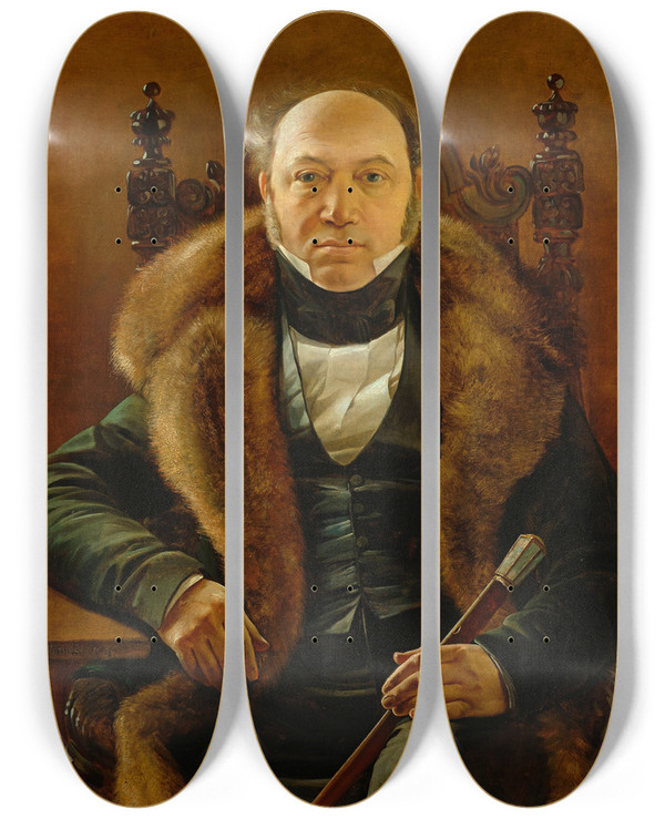 Triptych art skateboard deck of Jan Chrucki Portrait Of Mikoaj Malinowski 17991865 by Jan Chrucki (1810-1885)