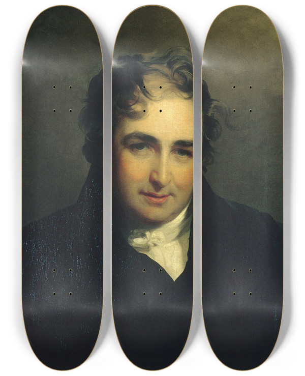 Triptych art skateboard deck of Thomas Sully William Gwynn by Thomas Sully (1783-1872)