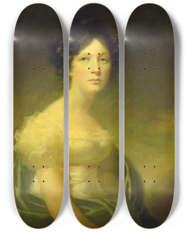 Triptych art skateboard deck of Style Of Sir Henry Raeburn Miss Jean Christie by Style Of Sir Henry Raeburn (1756-1823)