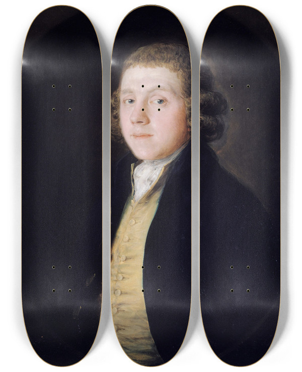 Triptych art skateboard deck of Thomas Gainsborough The Reverend Samuel Kilderbee by Thomas Gainsborough (1727-1788)