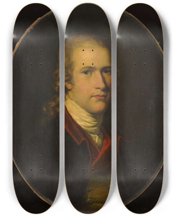Triptych art skateboard deck of Hugh Douglas Hamilton Portrait Of A Gentleman_3 by Hugh Douglas Hamilton (1739-1808)