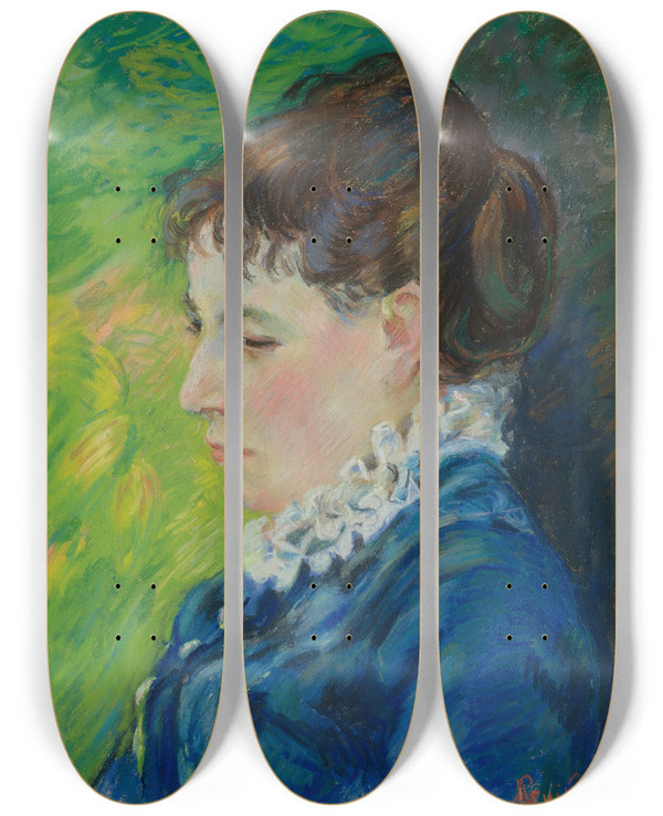 Triptych art skateboard deck of Armand Guillaumin Portrait De La Femme De Lartiste by Armand Guillaumin (1841-1927)