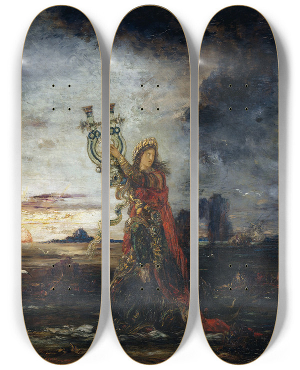 Triptych art skateboard deck of Gustave Moreau Arion by Gustave Moreau (1826-1898)