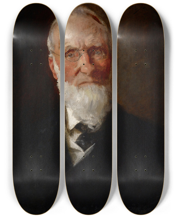 Triptych art skateboard deck of William Merritt Chase Portrait Of My Father David Hester Chase by William Merritt Chase (1849-1916)