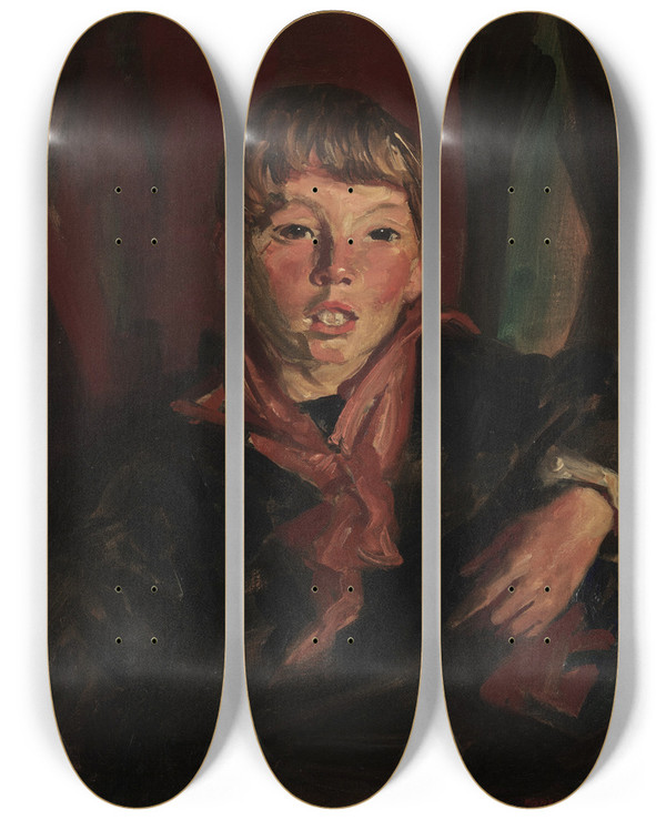 Triptych art skateboard deck of Robert Henri Sandy by Robert Henri (1865-1929)