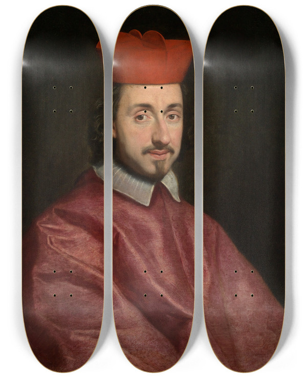 Triptych art skateboard deck of Giovanni Battista Gaulli Portrait Of Cardinal Paluzzo Paluzzi Degli Albertoni by Giovanni Battista Gaulli (1639-1709)