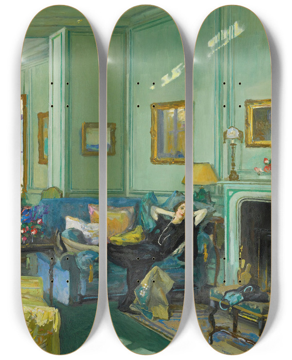 Triptych art skateboard deck of Sir John Lavery Mrs Osler by Sir John Lavery (1856-1941)