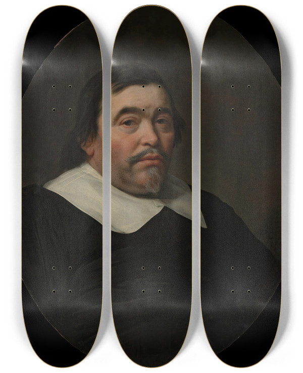 Triptych art skateboard deck of Bartholomeus Van Der Helst Portrait Of A Man by Bartholomeus van der Helst (1613-1670)