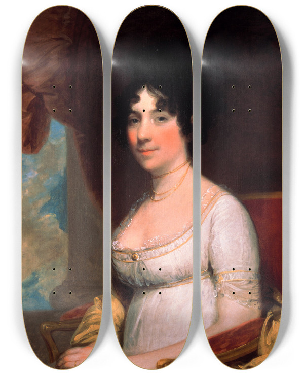 Triptych art skateboard deck of Gilbert Stuart Dolley Payne Madison Mrs James Madison by Gilbert Stuart (1755-1828)