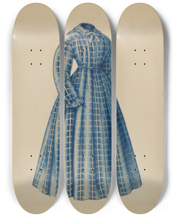 Triptych art skateboard deck of Julie C Brush Dress_17 by Julie C Brush