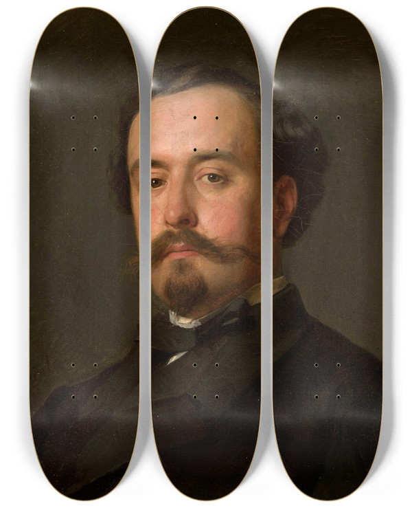 Triptych art skateboard deck of Jzef Simmler Portrait Of Juliusz Kossak by Jozef Simmler (1823-1868)