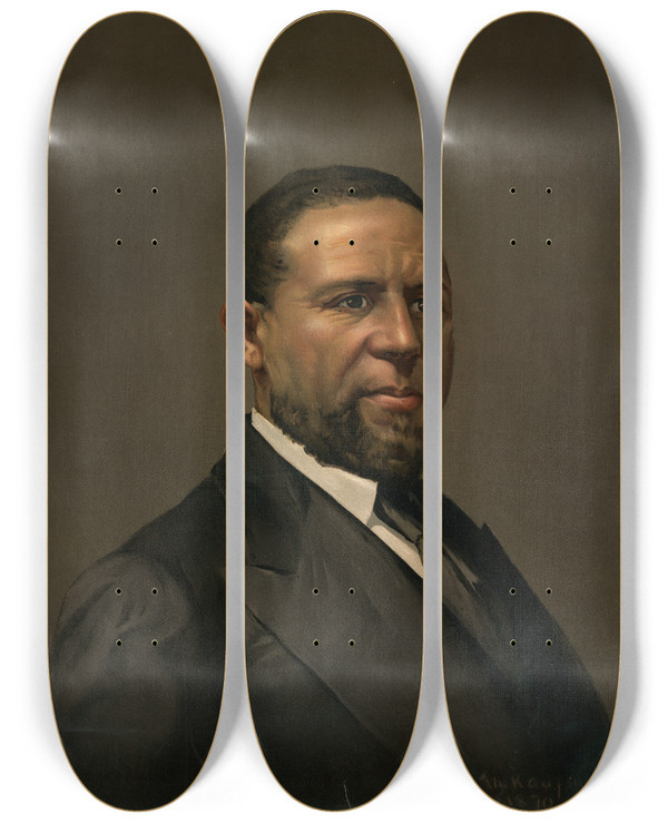 Triptych art skateboard deck of Theodor Kaufmann Senator Revels by Theodor Kaufmann (1814-1896)