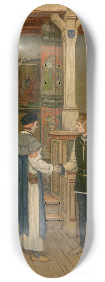 Albert Frans Lieven De Vriendt - The Magistrates Visit the Workshop of Jan van Eyck 8.25 inch art skate deck
