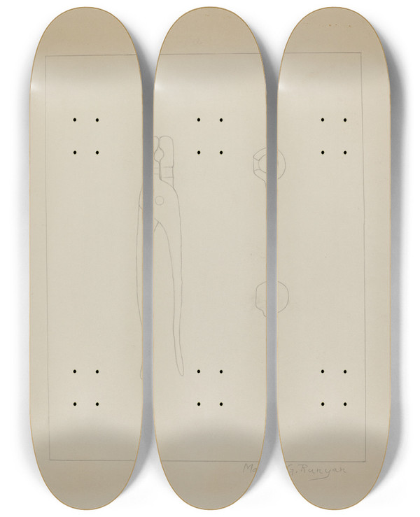 Triptych art skateboard deck of Manuel G Runyan Bullet Mold_2 by Manuel G Runyan