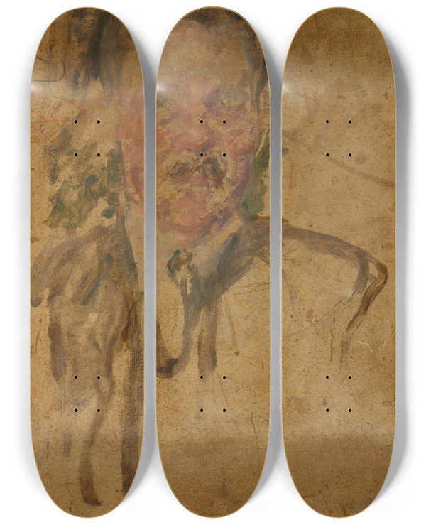 Triptych art skateboard deck of Olga Boznanska Sketch To The Portrait Of Mr Beyley by Olga Boznanska (1865-1940)