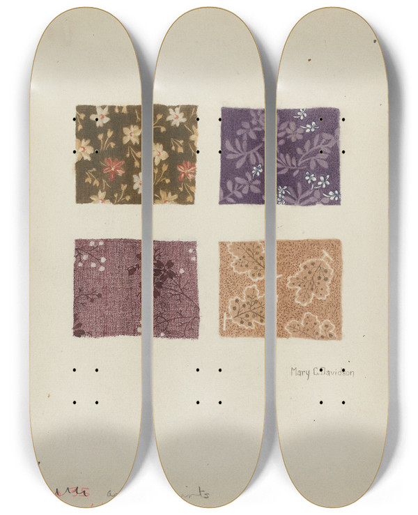 Triptych art skateboard deck of Mary C Davidson Printed Swatches_2 by Mary C Davidson