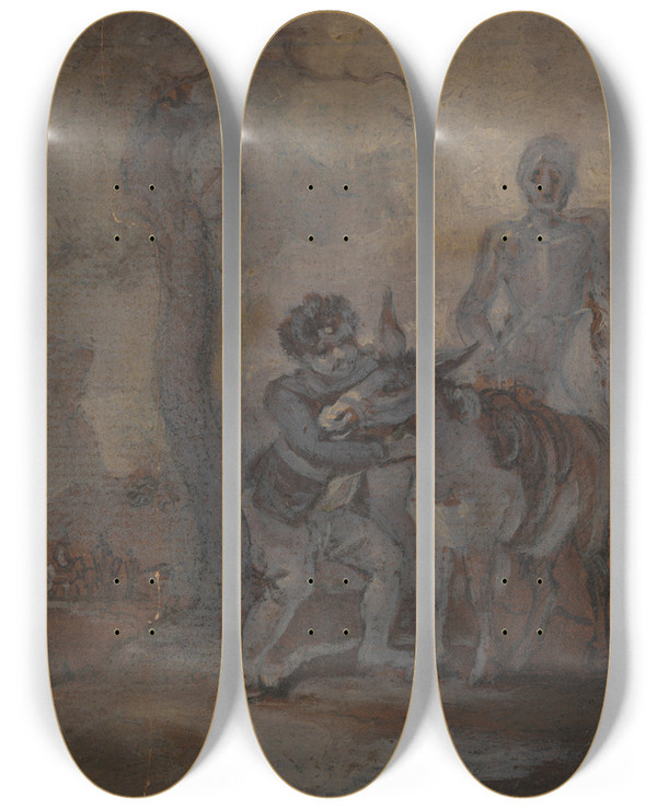 Triptych art skateboard deck of Robert Smirke One From Illustrations To Shakespeare_3 by Robert Smirke (1752-1845)