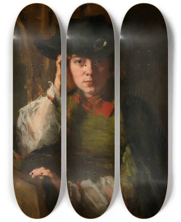 Triptych art skateboard deck of Thrse Schwartze Portrait Of Lizzy Ansingh by Therese Schwartze (1851-1918)