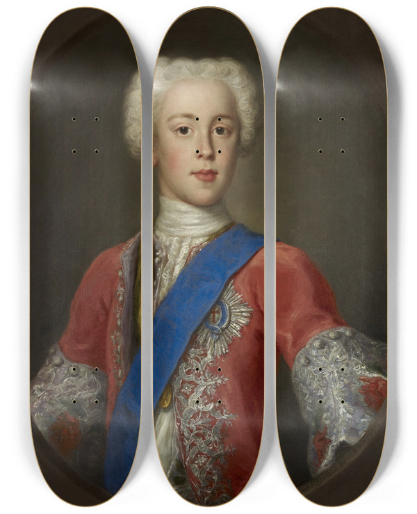 Triptych art skateboard deck of Antonio David Prince Charles Edward Stuart 1720 by Antonio David (1698-1750)