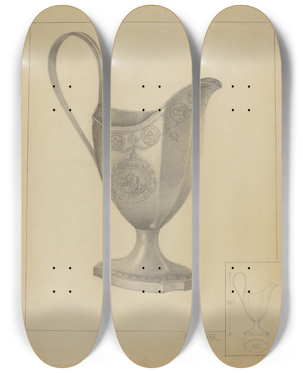 Triptych art skateboard deck of Francisco Alvarez Silver Creamer_1 by Francisco Alvarez