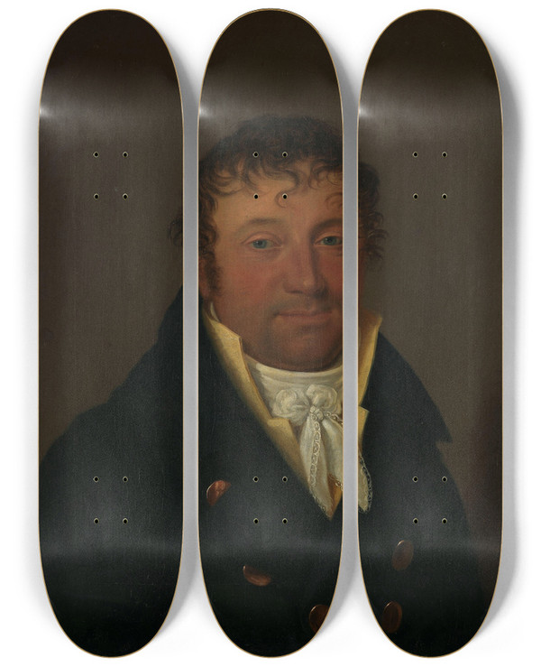 Triptych art skateboard deck of Jacob Munch Portrait Of Ole Leuthen Ring by Jacob Munch (1776-1839)