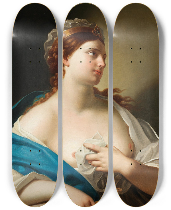 Triptych art skateboard deck of Giuseppe Bottani Cleopatra by Giuseppe Bottani (1717-1784)