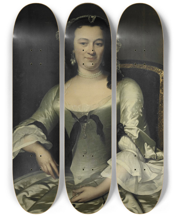 Triptych art skateboard deck of Frans Van Der Mijn Portrait Of Maria Henritte Van De Pol Wife Of Willem Sautijn by Frans van der Mijn (1719-1783)