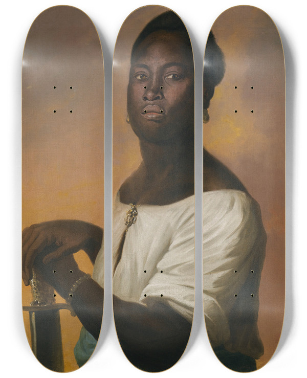 Triptych art skateboard deck of Flemish School An African With A Sword by Flemish School