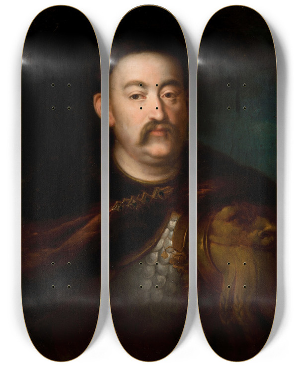 Triptych art skateboard deck of Rafa Hadziewicz Portrait Of King John Iii Sobieski by Rafal Hadziewicz (1803-1886)