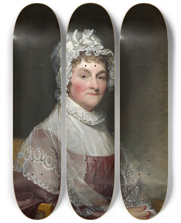 Triptych art skateboard deck of Gilbert Stuart Abigail Smith Adams Mrs John Adams by Gilbert Stuart (1755-1828)