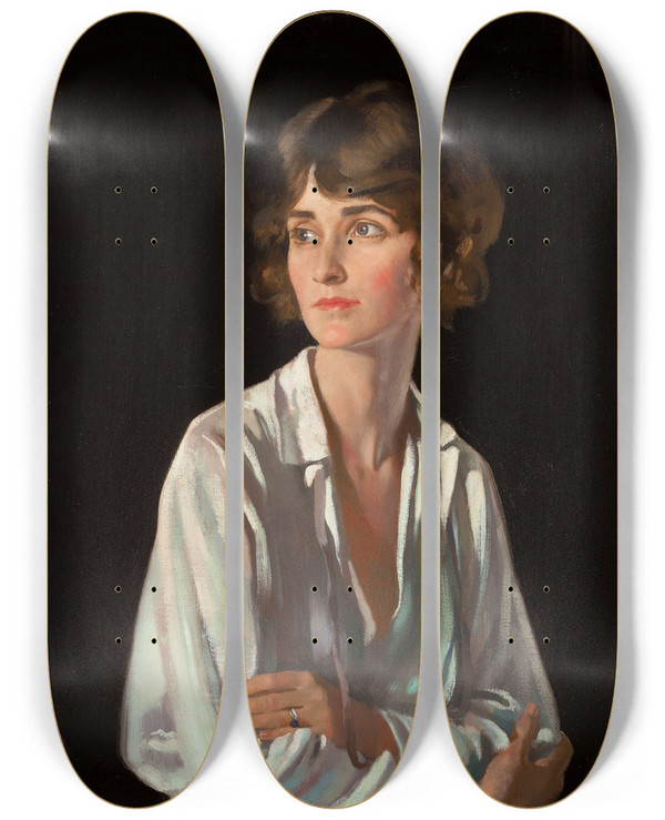 Triptych art skateboard deck of William Orpen Lady Marriott by William Orpen (1878-1931)