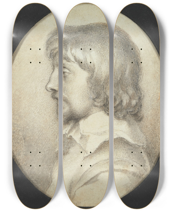 Triptych art skateboard deck of Peter Oliver Self Portrait by Peter Oliver (1594-1648)