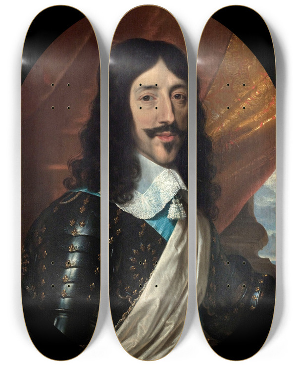 Triptych art skateboard deck of Philippe De Champaigne Portrait De Louis Xiii 16011643 Roi De France by Philippe De Champaigne (1602-1674)