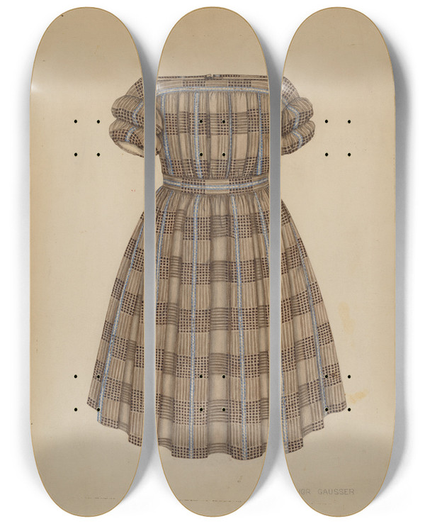 Triptych art skateboard deck of Eleanor Gausser Childs Dress by Eleanor Gausser