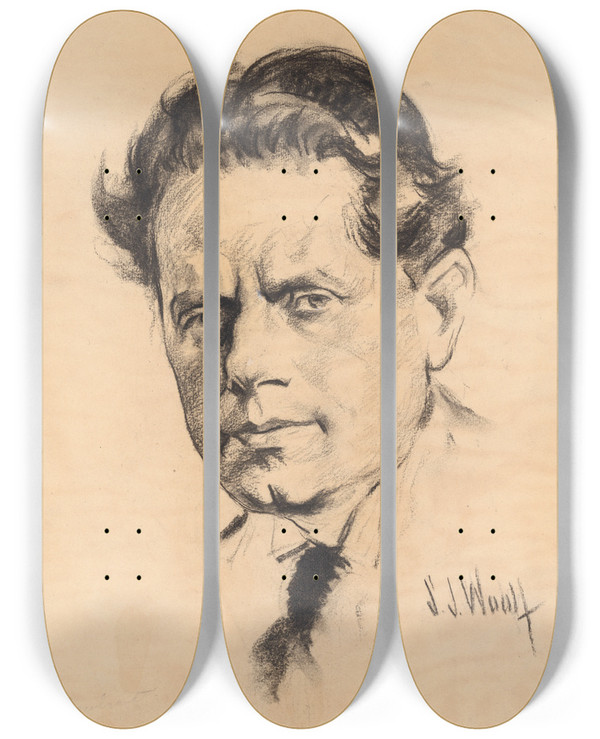 Triptych art skateboard deck of Samuel Johnson Woolf Max Reinhardt by Samuel Johnson Woolf (1880-1948)