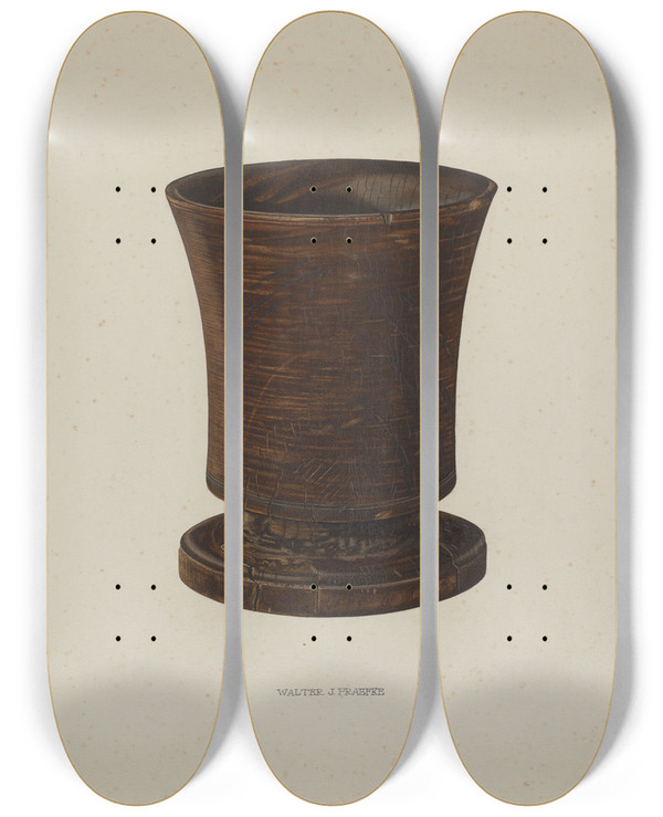 Triptych art skateboard deck of Walter Praefke Mortar by Walter Praefke
