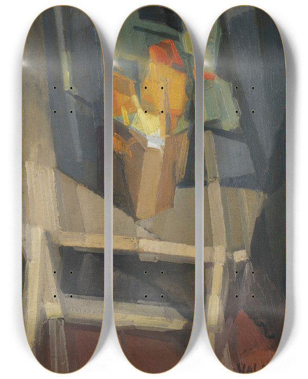 Triptych art skateboard deck of Georges Valmier Nature Morte Sur Une Table by Georges Valmier (1885-1937)