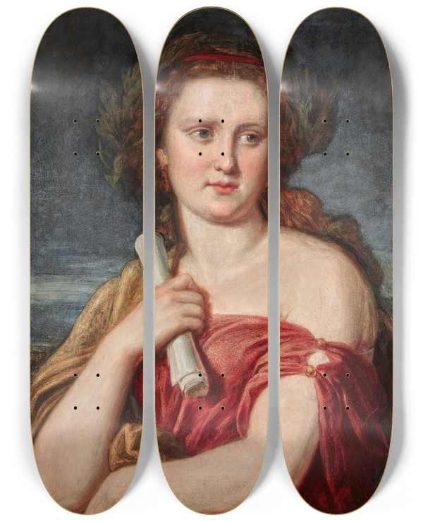 Triptych art skateboard deck of Carl Rahl Bildnis Einer Jungen Dame Anna Von Lieben by Carl Rahl (1812-1865)