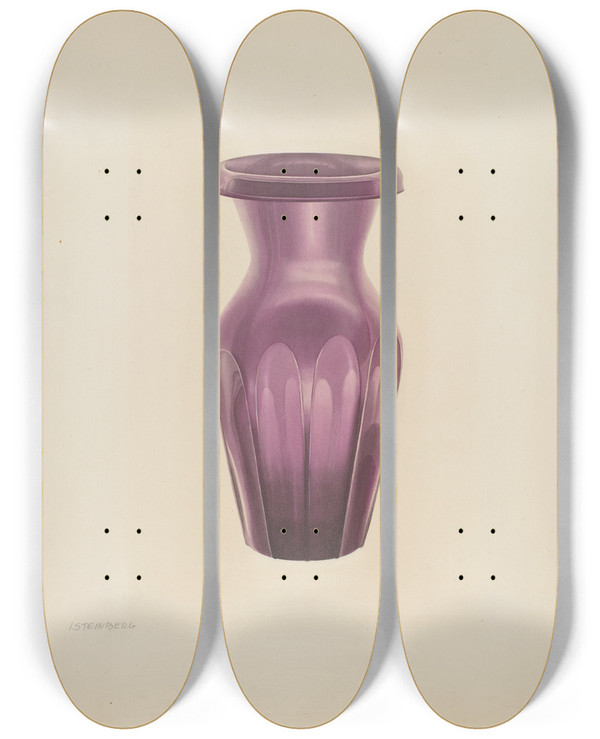 Triptych art skateboard deck of Isidore Steinberg Vase_1 by Isidore Steinberg (20-)