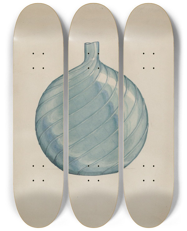 Triptych art skateboard deck of Dorothy Posten Flask by Dorothy Posten