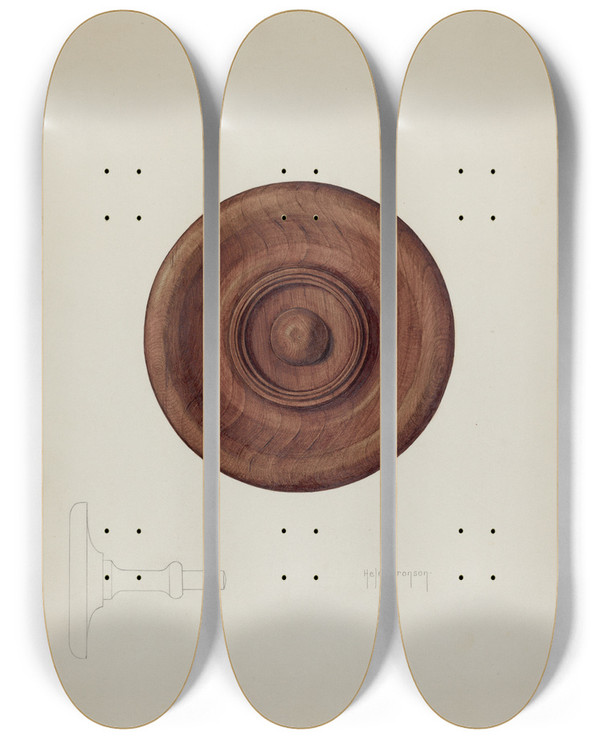 Triptych art skateboard deck of Helen Bronson Tieback_4 by Helen Bronson