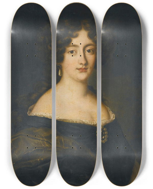 Triptych art skateboard deck of Jacob Ferdinand Voet Portraitof Ortensia Mancini 1645 1699 Duchess Of Mazarino by Jacob Ferdinand Voet (1639-1700)