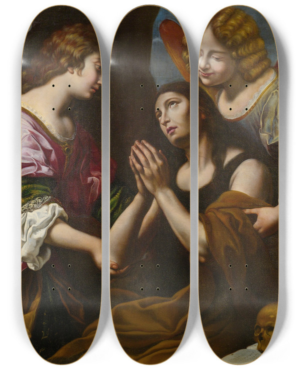 Triptych art skateboard deck of Florentine School The Penitentmagdalene by Florentine School
