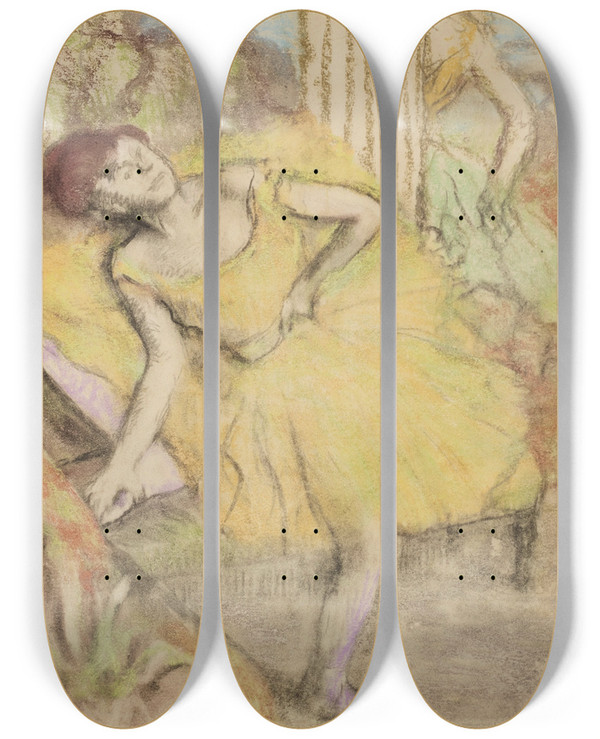 Triptych art skateboard deck of Edgar Degas Danseuse Au Repos by Edgar Degas (1834-1917)